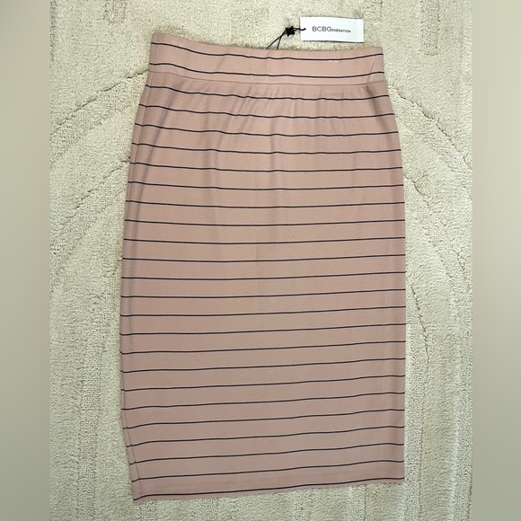 NWT BCBG Generation Pink Black Striped Pencil Skirt Sz M Medium - Picture 10 of 13